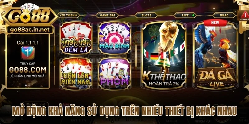 Cổng game Go88 mở rộng khả năng sử dụng trên nhiều thiết bị khác nhau